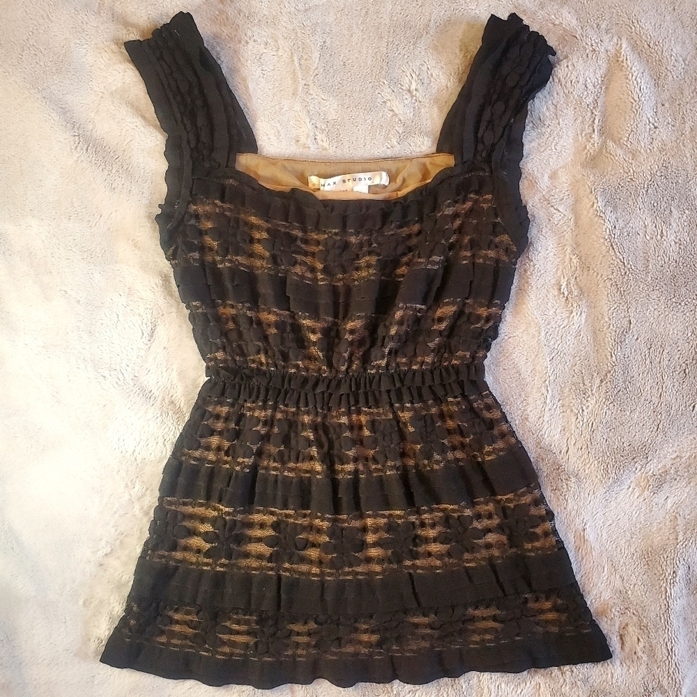 Max Studio Black Ruffle Top Size small